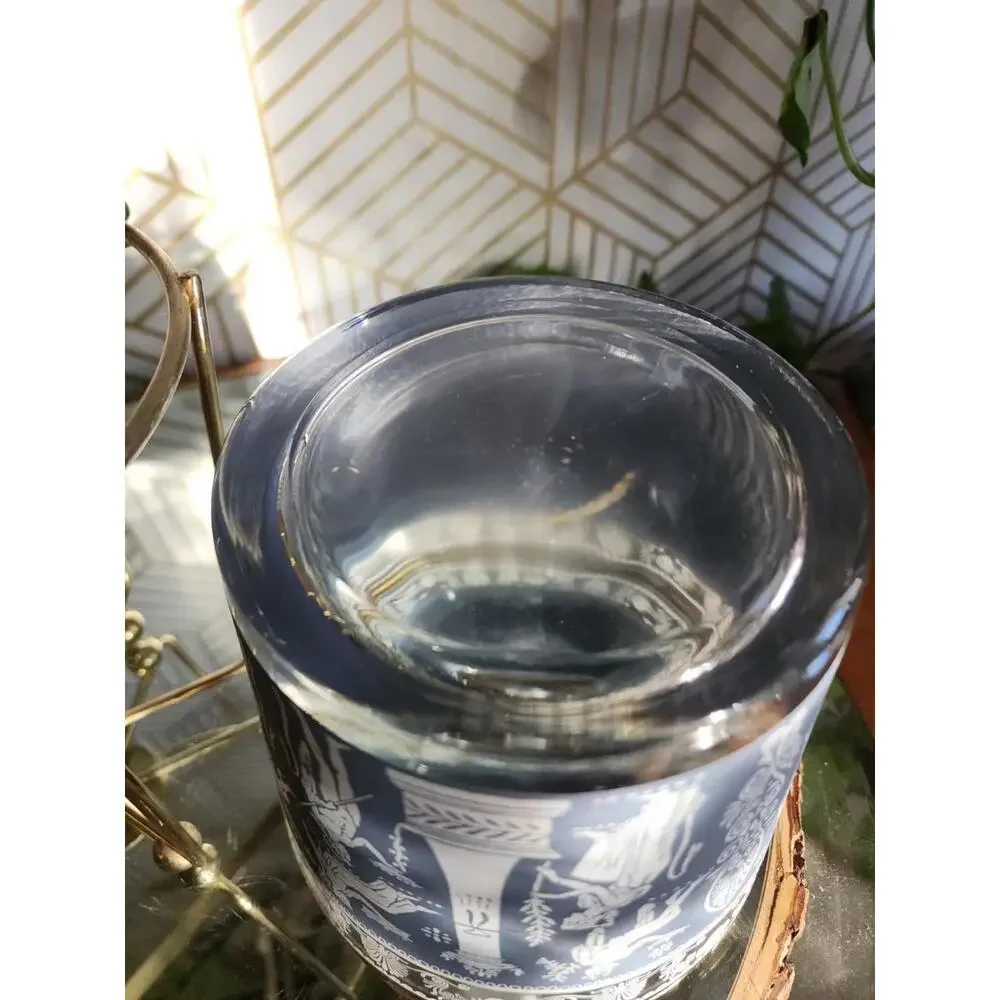 Vintage Jeannette Wedgwood Grecian Blue Hellenic Greek Roman Ice/Snack Bucket